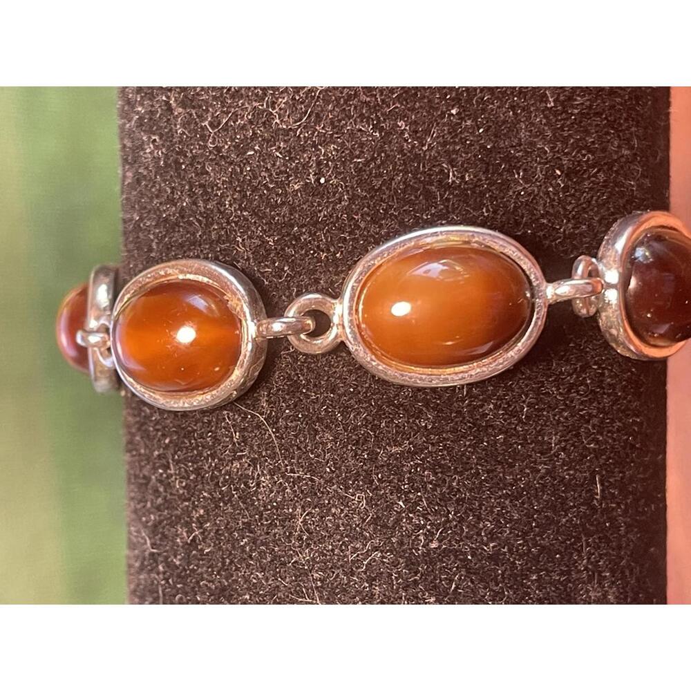 Vintage Liz Claiborne Amber Silver Toned Bracelet
